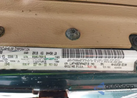 1999 Jeep Wrangler Sahara из США, поврежденный, VIN 1J4FY49S7XP442719